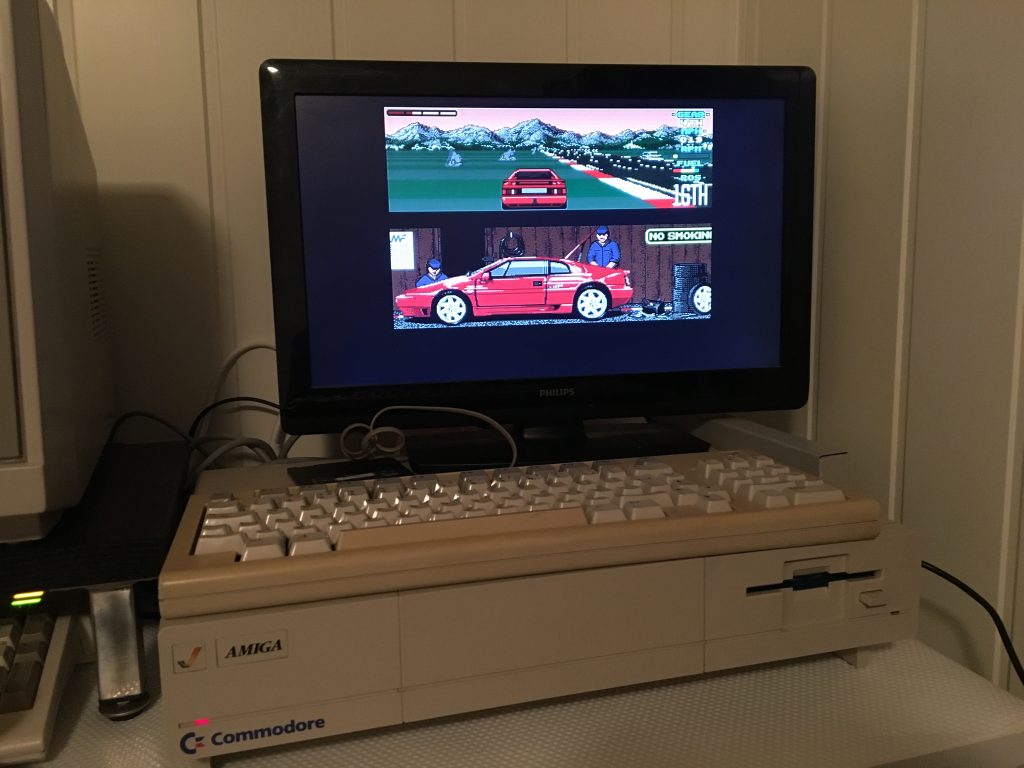 My Amiga 1000 with the game Lotus Esprit Turbo Challenge